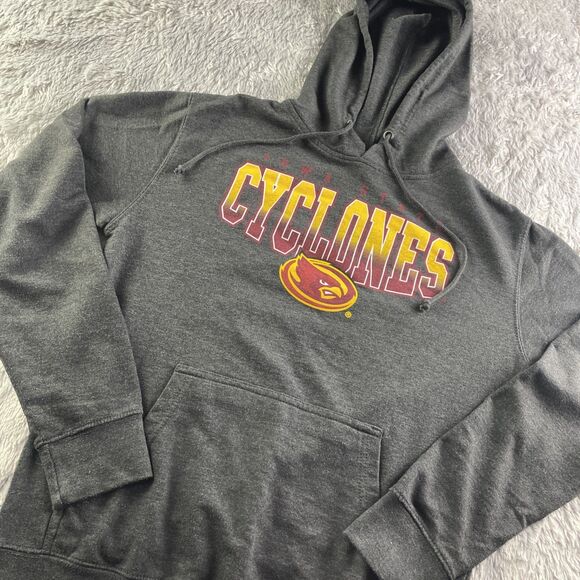 Iowa State Cyclones Sweatshirt Mens Small Gray Yellow Hoodie Fleece Pullover - Picture 1 of 8